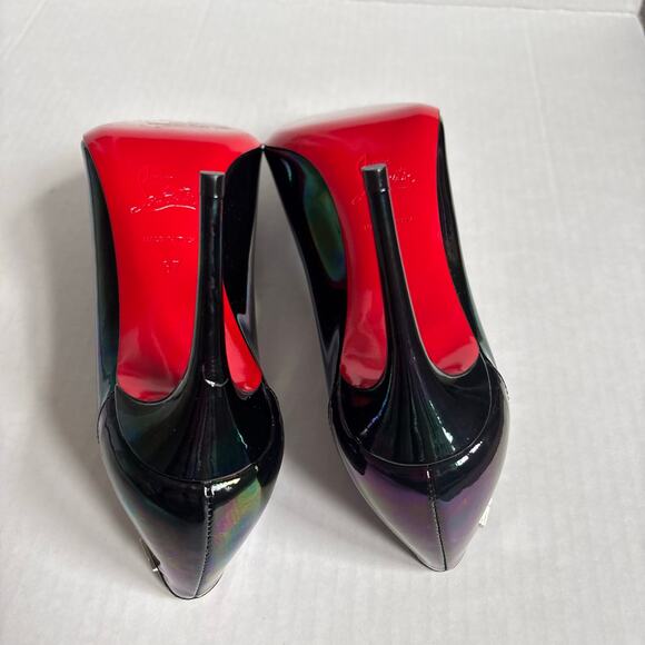 Christian Louboutin Sporty Kate 85 Patent Leather Black High Heel Pumps Size 37 - Picture 13 of 14